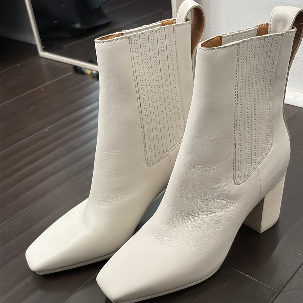 White Leather Chelsea Boots